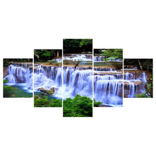 Load image into Gallery viewer, Diamond Painting - Full Round - Five-panel painting of waterfall and forest (100*50CM)
