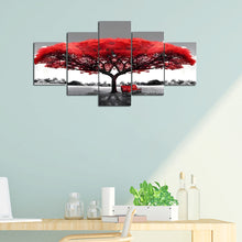 Load image into Gallery viewer, Diamond Painting - Full Round - Five-panel painting of red tree of life (100*50CM)
