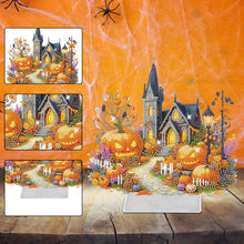 Load image into Gallery viewer, Acrylic Special Shaped Halloween Pumpkin Church 5D DIY Diamond Art Table Decor
