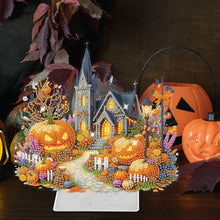Load image into Gallery viewer, Acrylic Special Shaped Halloween Pumpkin Church 5D DIY Diamond Art Table Decor
