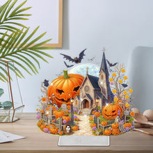Load image into Gallery viewer, Acrylic Special Shaped Halloween Pumpkin Church 5D DIY Diamond Art Table Decor
