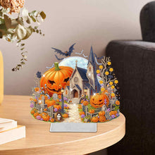 Load image into Gallery viewer, Acrylic Special Shaped Halloween Pumpkin Church 5D DIY Diamond Art Table Decor
