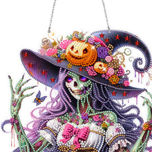 Load image into Gallery viewer, Acrylic Special Shaped Pumpkin Witch Hanging Diamond Art Kits Bedroom Decoration
