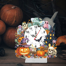 Load image into Gallery viewer, Acrylic Special Shaped Halloween Pumpkin Diamond Painting Clock Desktop Decor
