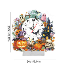 Load image into Gallery viewer, Acrylic Special Shaped Halloween Pumpkin Diamond Painting Clock Desktop Decor
