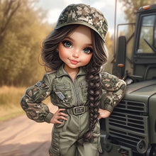 Load image into Gallery viewer, Diamond Painting - Full Round - Girl in camouflage (30*30CM)
