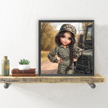 Load image into Gallery viewer, Diamond Painting - Full Round - Girl in camouflage (30*30CM)
