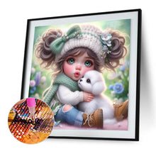 Load image into Gallery viewer, Diamond Painting - Full Round - White puppy and girl (30*30CM)
