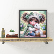 Load image into Gallery viewer, Diamond Painting - Full Round - White puppy and girl (30*30CM)
