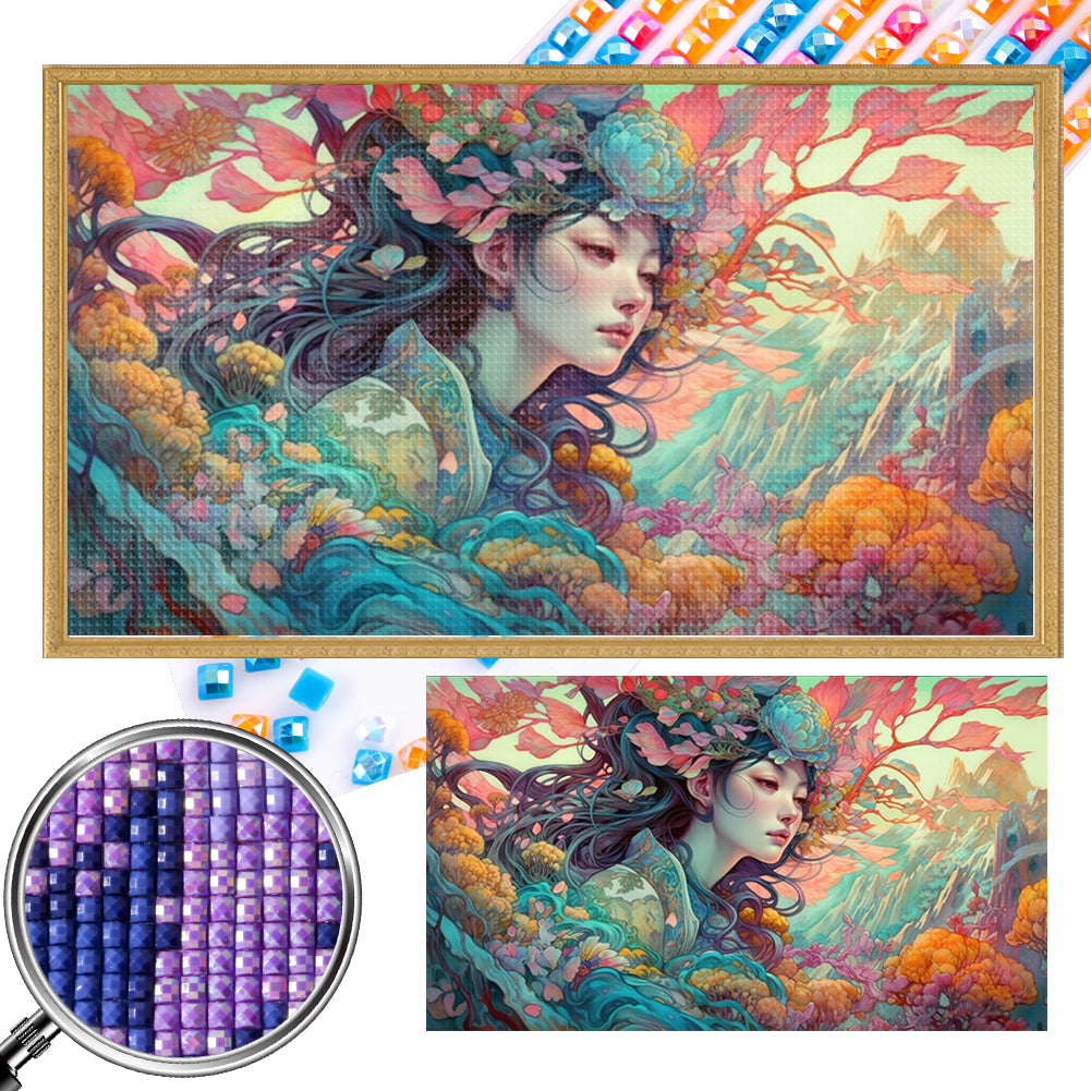 AB Diamond Painting - Full Square - Autumn flower fairy (70*40CM)