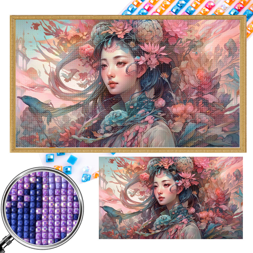 AB Diamond Painting - Full Square - Autumn flower fairy (70*40CM)