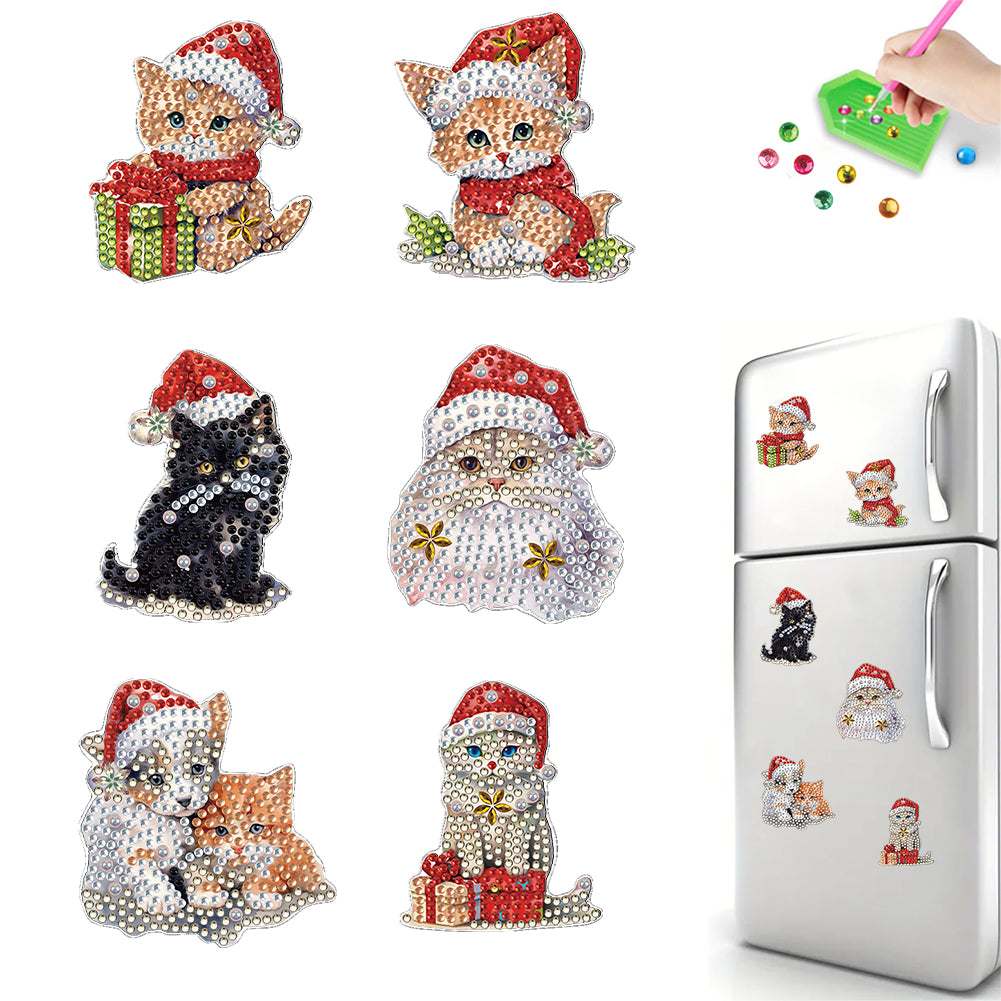 6Pcs Acrylic Special Shape Garden Gnome Diamond Painting Fridge Magnet