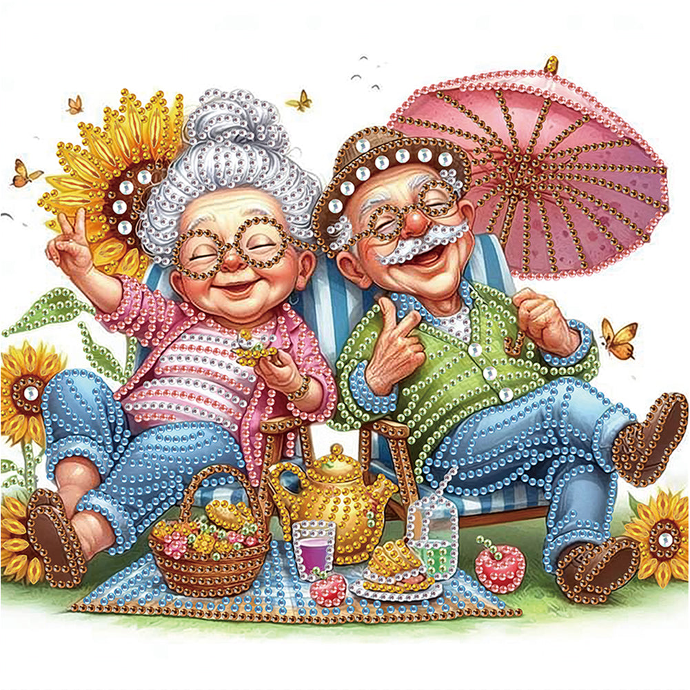 Diamond Painting - Partial Special Shaped - Lovely old man (30*30CM)