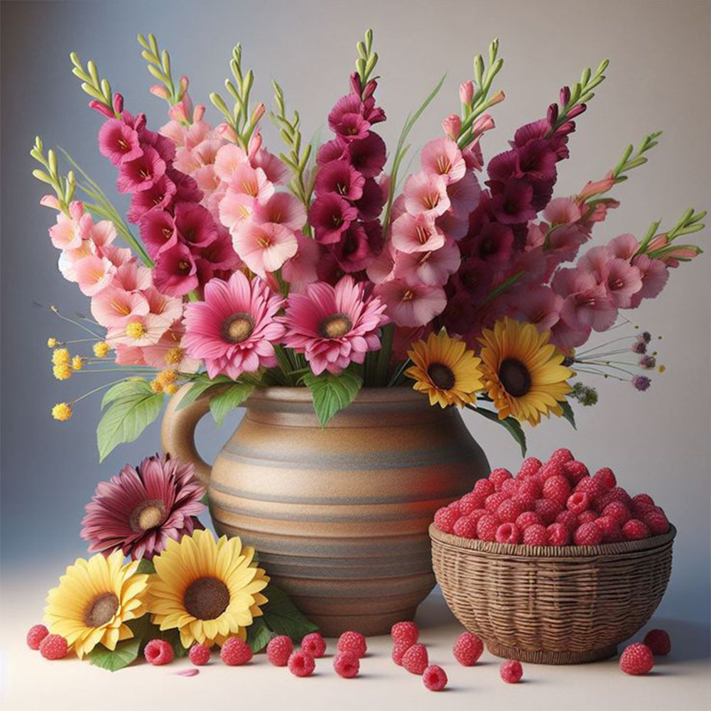 Diamond Painting - Full Round - Desktop flower basket (30*30CM)