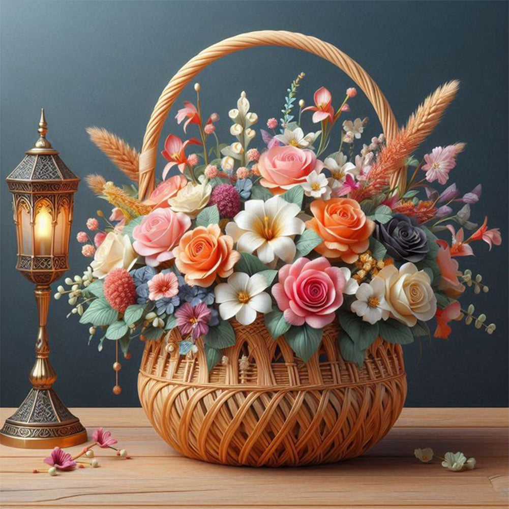 Diamond Painting - Full Round - Desktop flower basket (30*30CM)