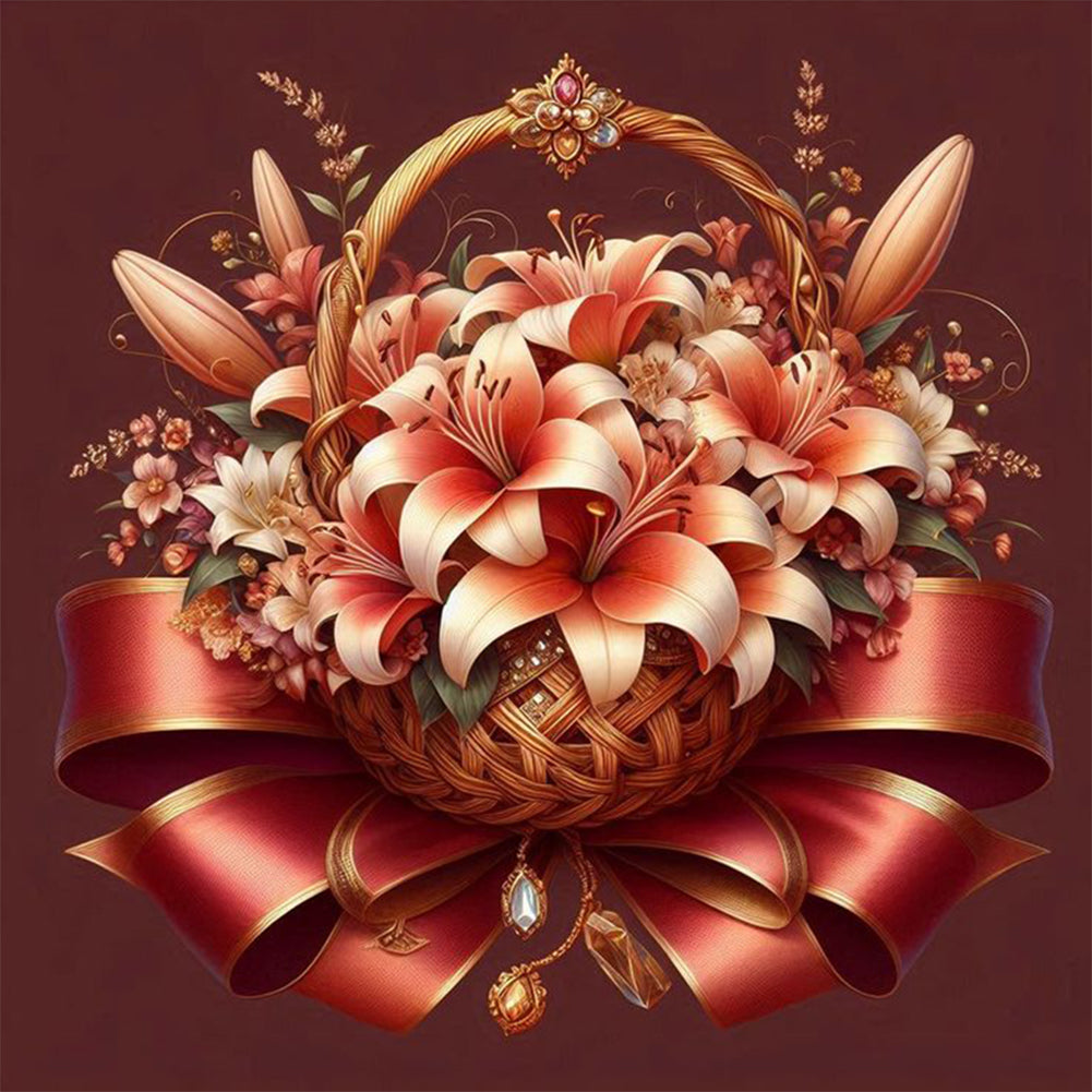 Diamond Painting - Full Round - Desktop flower basket (30*30CM)