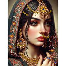 Load image into Gallery viewer, Diamond Painting - Partial Special Shaped - Indian beauty (30*40CM)
