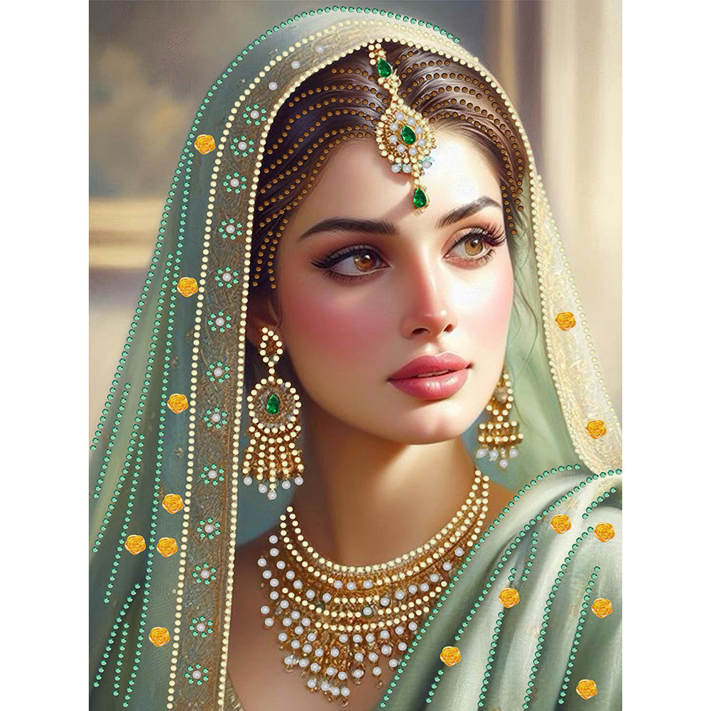Diamond Painting - Partial Special Shaped - Indian beauty (30*40CM)