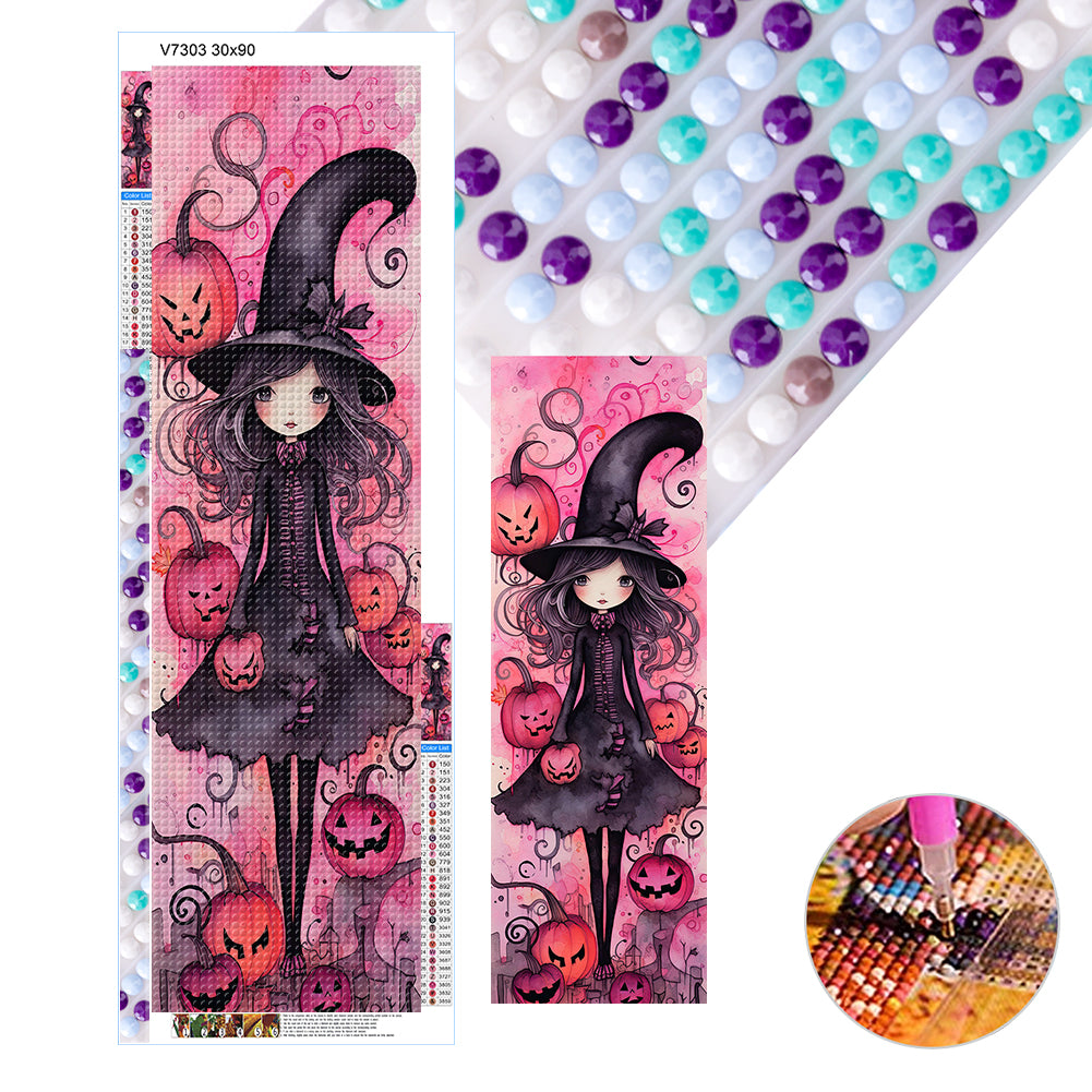 Diamond Painting - Full Round - Halloween pumpkin witch (30*90CM)