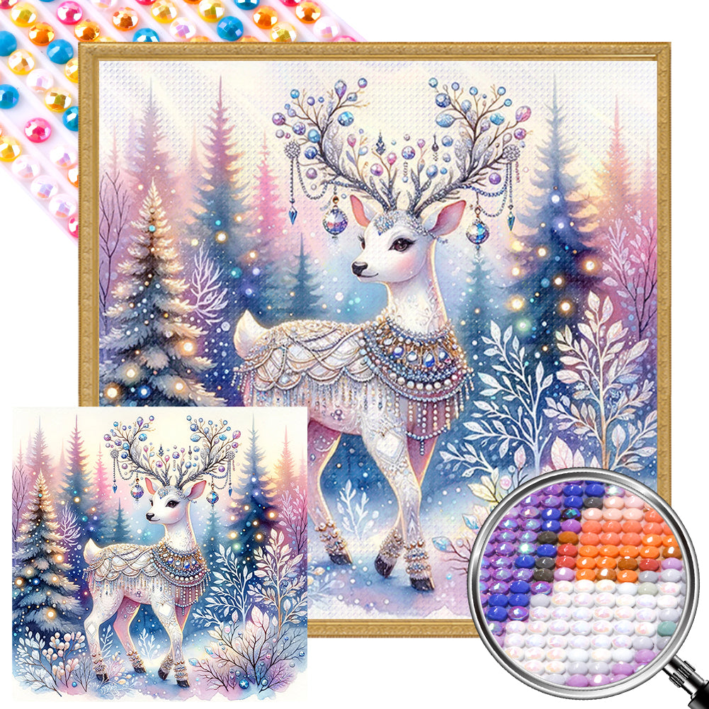 AB Diamond Painting - Full Round - Christmas white elk (40*40CM)