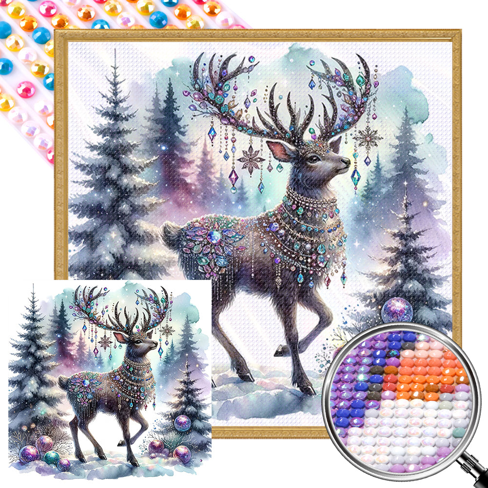 AB Diamond Painting - Full Round - Christmas black elk (40*40CM)