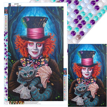 Load image into Gallery viewer, Diamond Painting - Full Round - Crazy Hatter Cheshire Cat Alice (40*65CM)
