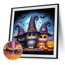 Load image into Gallery viewer, Diamond Painting - Full Square - Three kittens for Halloween (30*30CM)
