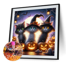 Load image into Gallery viewer, Diamond Painting - Full Square - Three kittens for Halloween (30*30CM)
