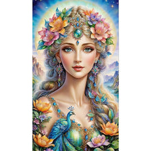 Load image into Gallery viewer, AB Diamond Painting - Full Round - Goddess of flowers and peacocks (40*70CM)
