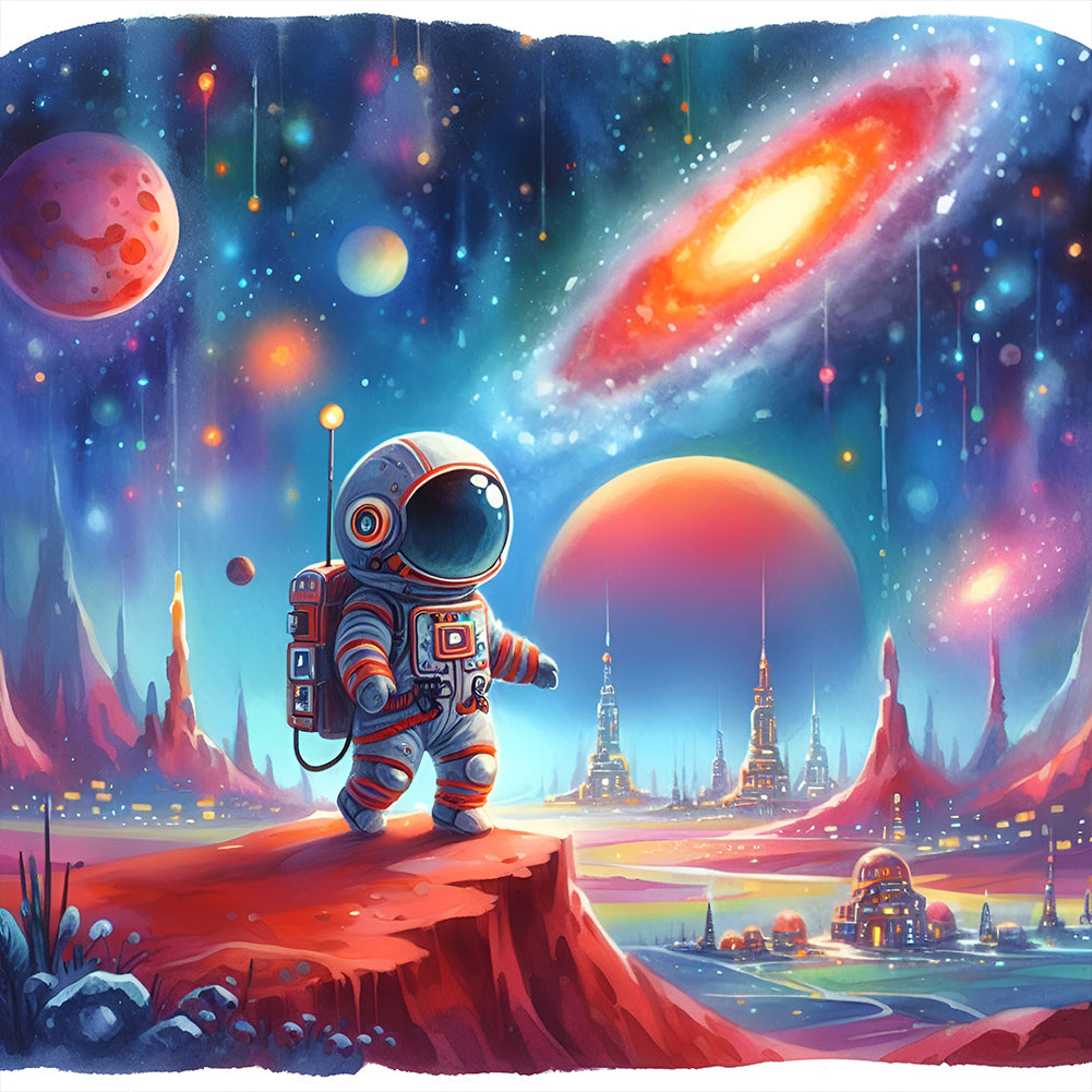 Diamond Painting - Full Round - Astronauts travel the planet (30*30CM)