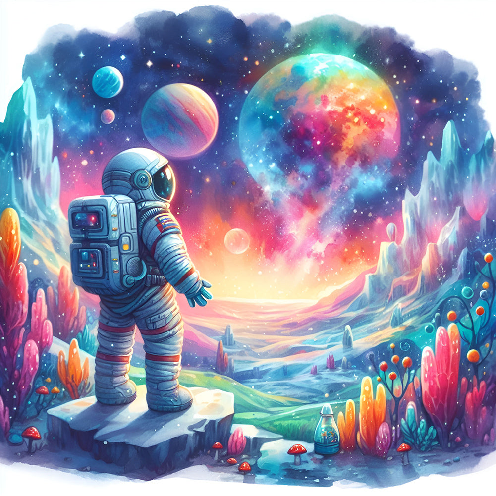 Diamond Painting - Full Round - Astronauts travel the planet (30*30CM)