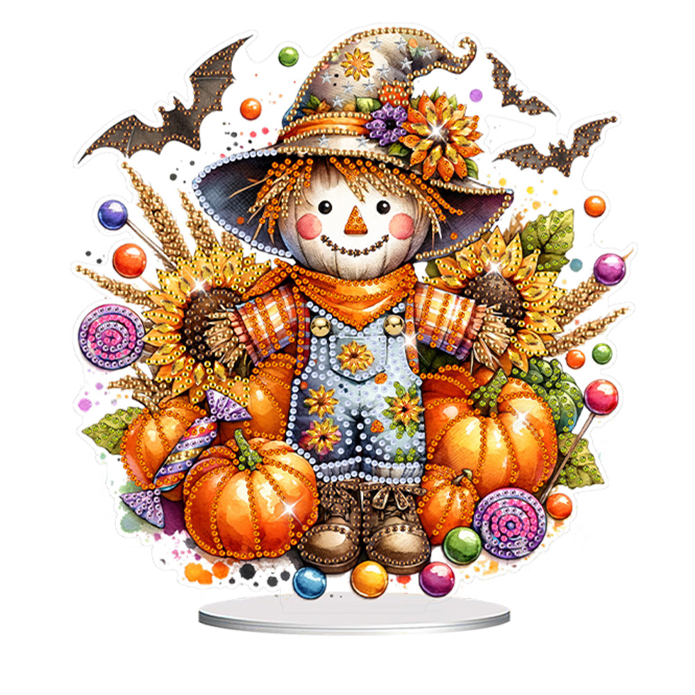 Acrylic Special Shape Halloween Pumpkin Table Top Diamond Painting Ornament Kits