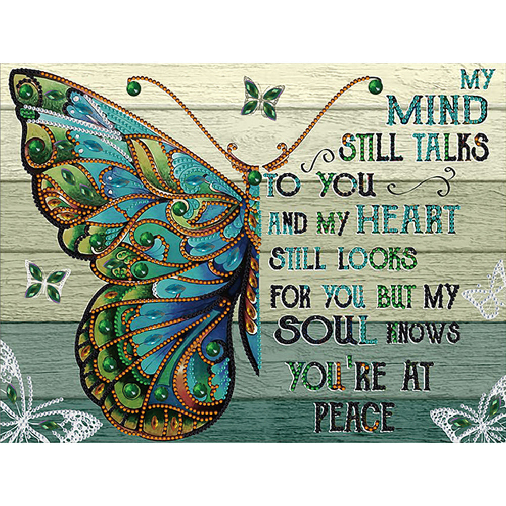 Diamond Painting - Partial Special Shaped - Butterfly English (30*40CM)