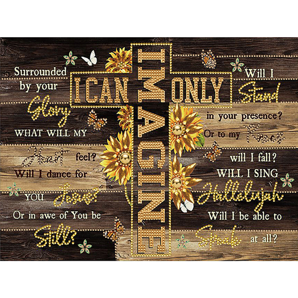 Diamond Painting - Partial Special Shaped - Sunflower cross English (30*40CM)