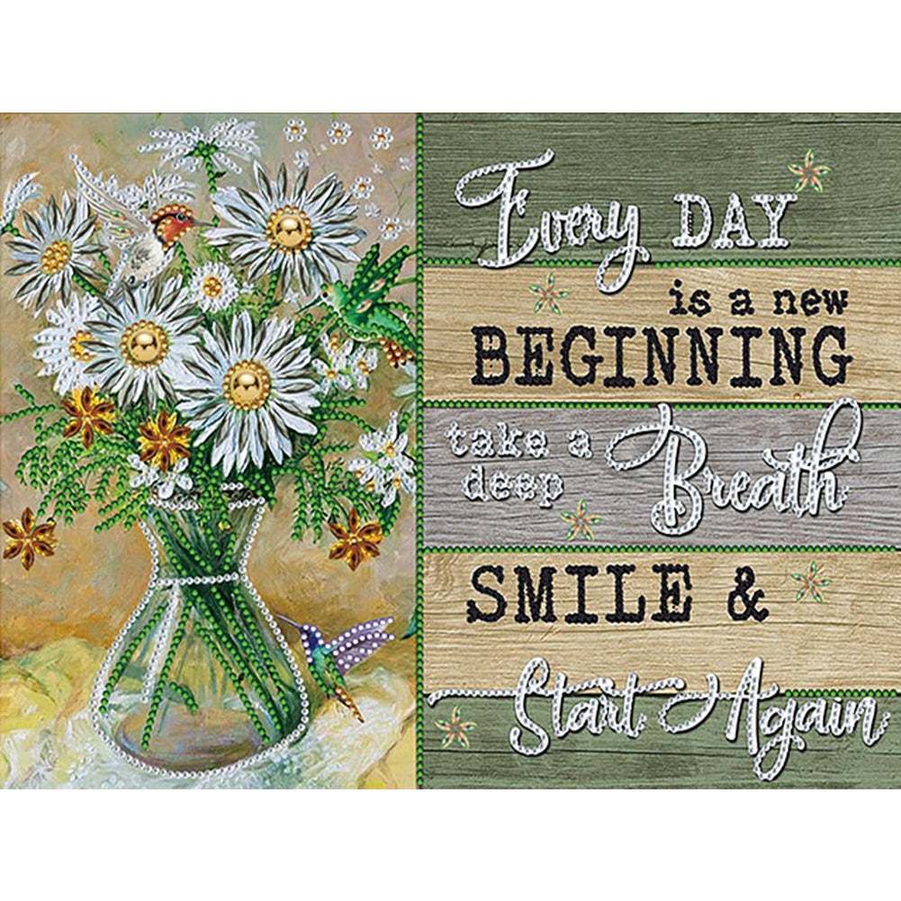 Diamond Painting - Partial Special Shaped - Hummingbird vase English (30*40CM)