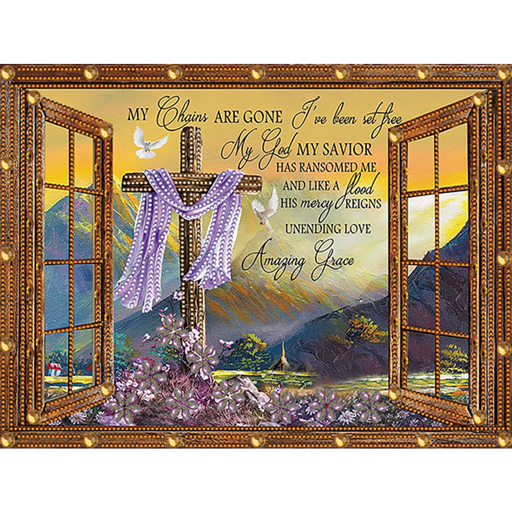 Diamond Painting - Partial Special Shaped - Cross faith English (30*40CM)