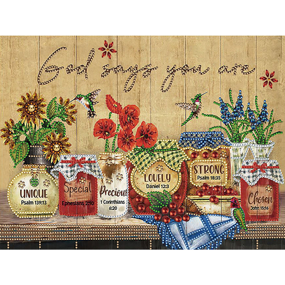 Diamond Painting - Partial Special Shaped - Desktop vase English (30*40CM)