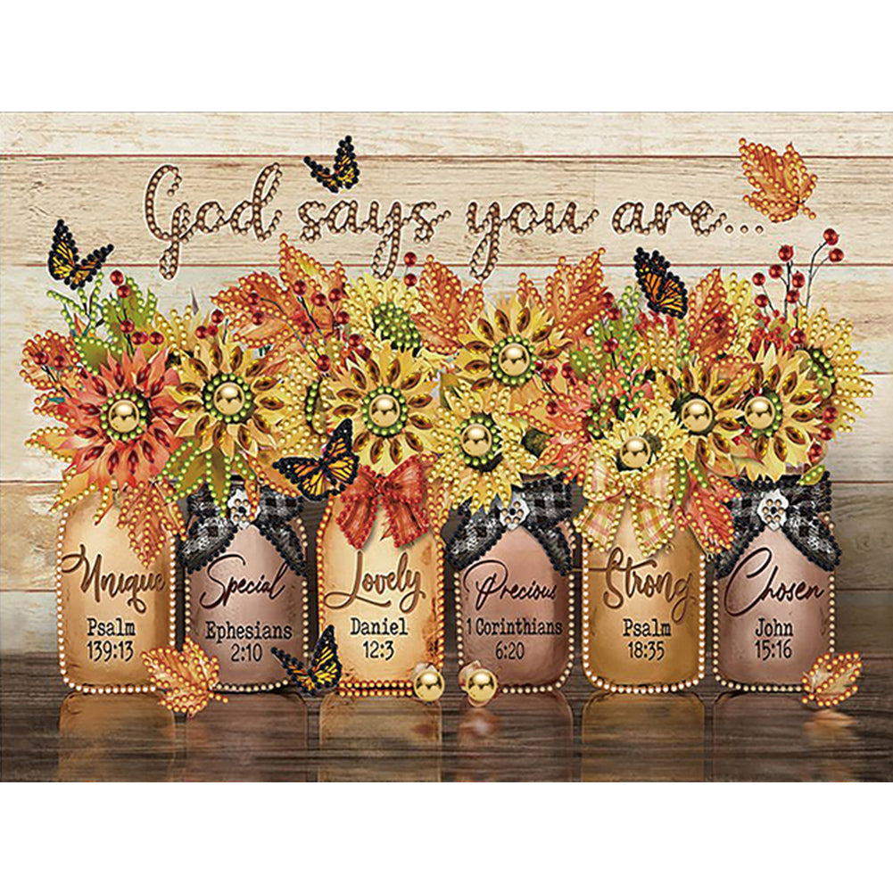 Diamond Painting - Partial Special Shaped - Desktop vase English (30*40CM)