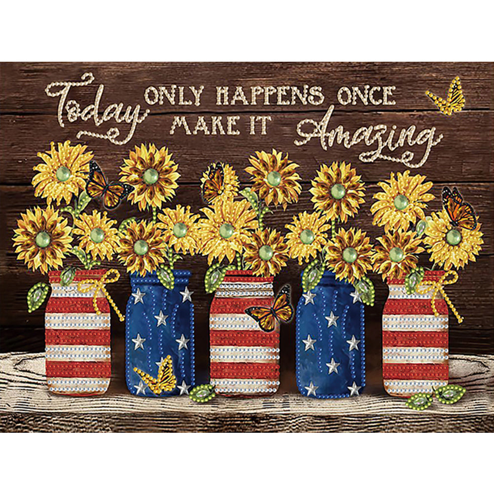 Diamond Painting - Partial Special Shaped - Desktop vase English (30*40CM)