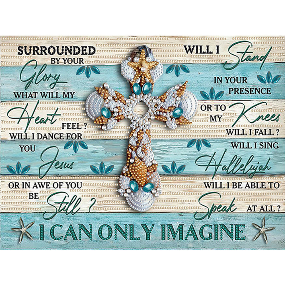 Diamond Painting - Partial Special Shaped - Ocean cross English (30*40CM)