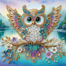 Load image into Gallery viewer, Diamond Painting - Partial Special Shaped - Flower owl (30*30CM)
