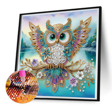 Load image into Gallery viewer, Diamond Painting - Partial Special Shaped - Flower owl (30*30CM)
