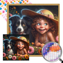 Load image into Gallery viewer, AB Diamond Painting - Full Round - Little girl with pet (40*40CM)
