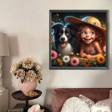 Load image into Gallery viewer, AB Diamond Painting - Full Round - Little girl with pet (40*40CM)
