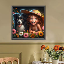 Load image into Gallery viewer, AB Diamond Painting - Full Round - Little girl with pet (40*40CM)
