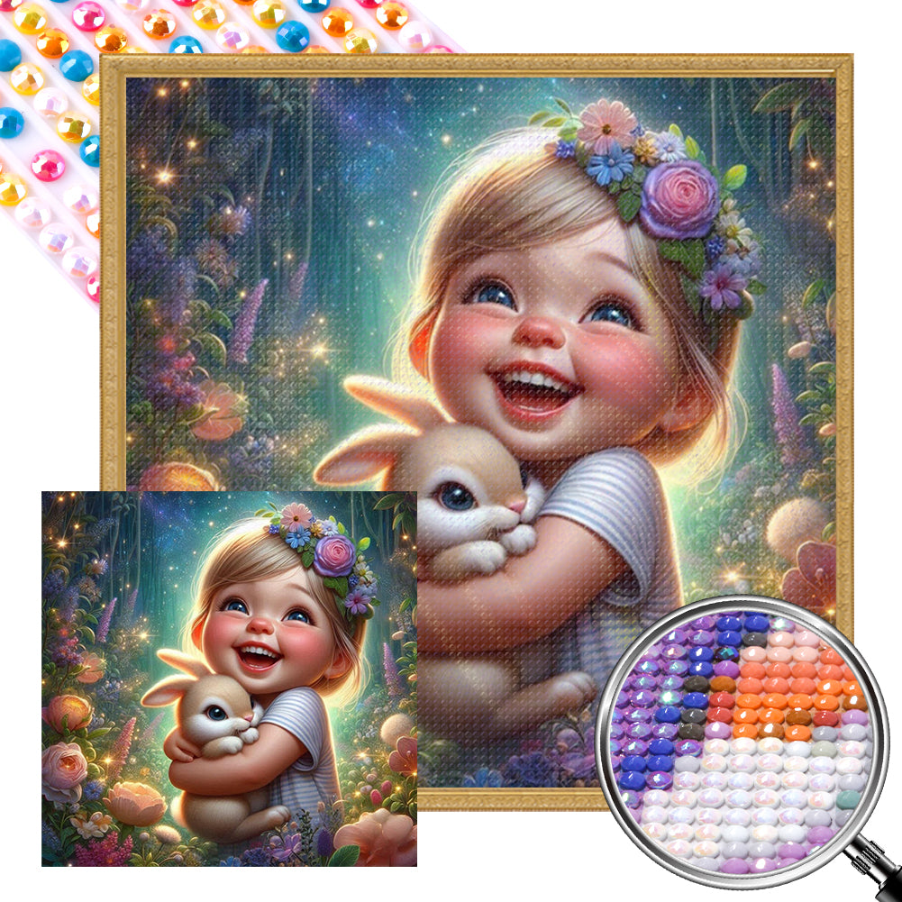 AB Diamond Painting - Full Round - Little girl with pet (40*40CM)