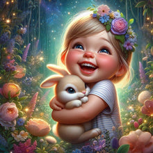 Load image into Gallery viewer, AB Diamond Painting - Full Round - Little girl with pet (40*40CM)
