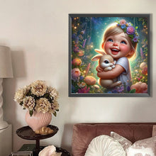 Load image into Gallery viewer, AB Diamond Painting - Full Round - Little girl with pet (40*40CM)
