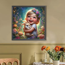 Load image into Gallery viewer, AB Diamond Painting - Full Round - Little girl with pet (40*40CM)
