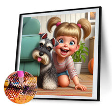 Load image into Gallery viewer, AB Diamond Painting - Full Round - Little girl with pet (40*40CM)
